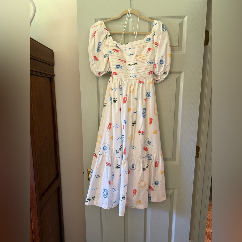 Abercrombie & Fitch Emerson Poplin Puff Sleeve Midi Dress